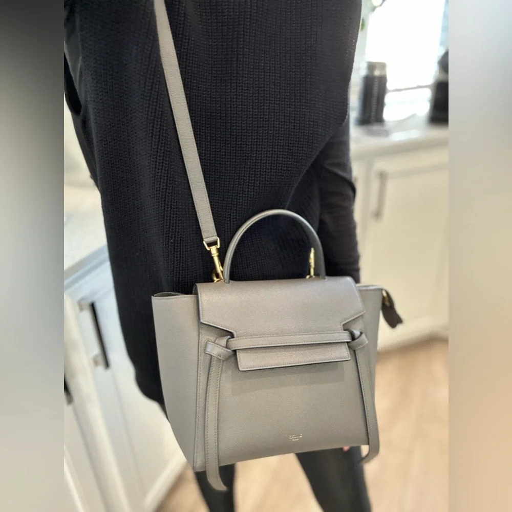 ❤️SOLD❤️ Auth CELINE Micro Grey Belt Bag in Grained Leather 9 x 8 IN - Picture 15 of 16